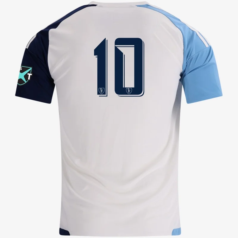 MLS NEXT home jersey (white with sky blue and navy sleeves), back