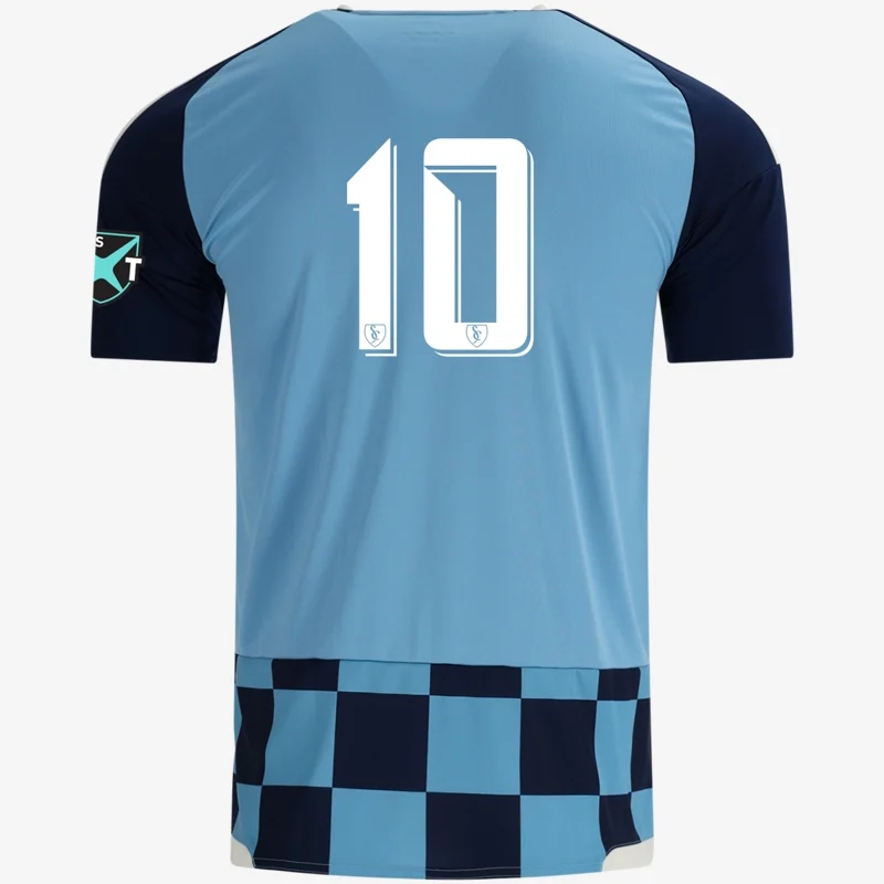 MLS NEXT third kit jersey (sky blue and navy checks), back
