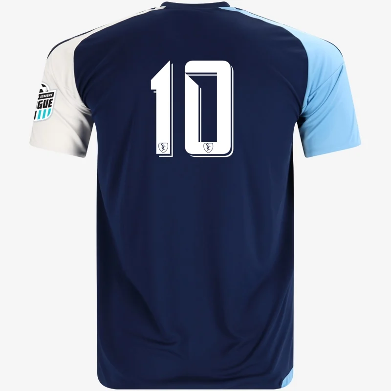 NAL away jersey (navy with sky blue and white sleeves), back