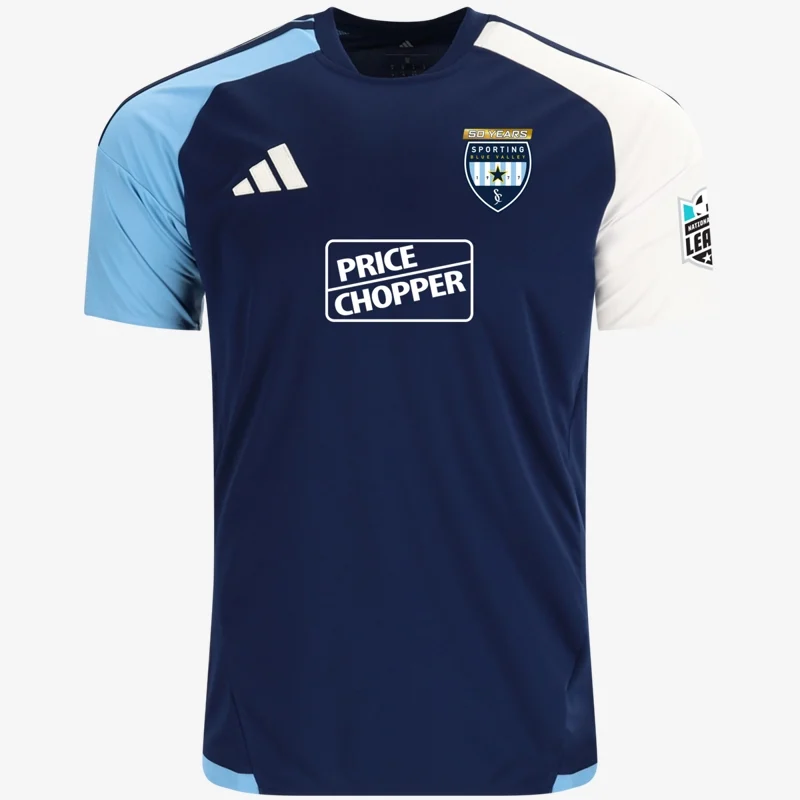 NAL away jersey (navy with sky blue and white sleeves), front