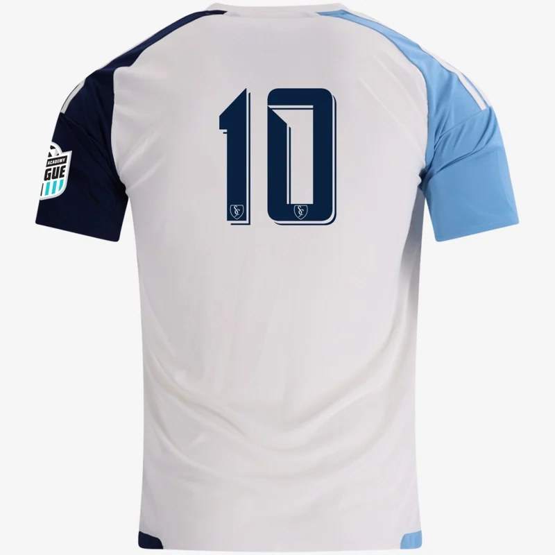 NAL home jersey (white with sky blue and navy sleeves), back
