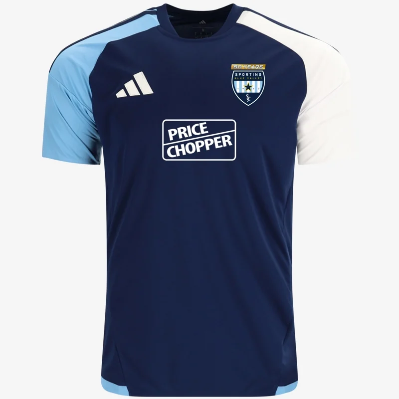 SBV Premier away jersey (navy with sky blue and white sleeves), front